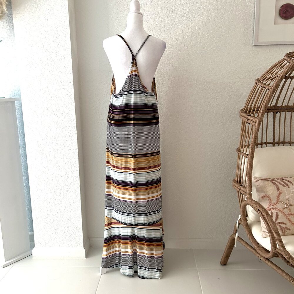 Coco & Main Striped Racerback High-Low Maxi Dress - Picture 2 of 7